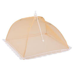 Pop Up Food Cover Protector Mesh Net Umbrella Collapsible Cover Party BBQ Picnic - Orange