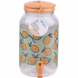 ) 4 Litre Plastic Drink Dispenser with Tap & Lid Cocktail Punch Juice Beverage BBQ - Brown (Oranges