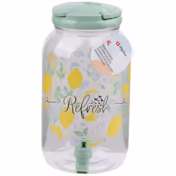 ) 4 Litre Plastic Drink Dispenser with Tap & Lid Cocktail Punch Juice Beverage BBQ - Green (Refresh Yourself
