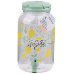 ) 4 Litre Plastic Drink Dispenser with Tap & Lid Cocktail Punch Juice Beverage BBQ - Green (Refresh Yourself