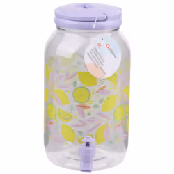 ) 4 Litre Plastic Drink Dispenser with Tap & Lid Cocktail Punch Juice Beverage BBQ - Purple (Lemons
