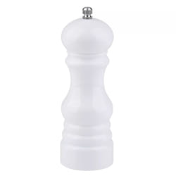 Salt Pepper Mill Grinder Manual Spice Herb Refillable Coarse Adjustable Plastic - White