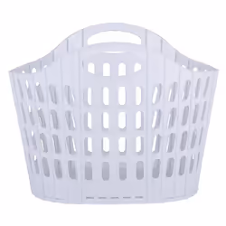 Folding Laundry Basket Plastic Space Saving Clothes Washing Hamper 25L - White