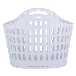 Folding Laundry Basket Plastic Space Saving Clothes Washing Hamper 25L - White