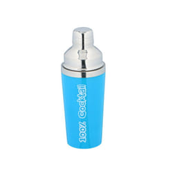 Cocktail Shaker Stainless Steel 3 Piece Built In Strainer Cap Drinks Mixer 450ml - Blue