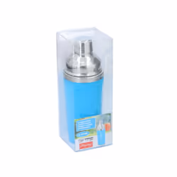 Cocktail Shaker Stainless Steel 3 Piece Built In Strainer Cap Drinks Mixer 450ml - Blue