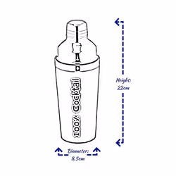 Cocktail Shaker Stainless Steel 3 Piece Built In Strainer Cap Drinks Mixer 450ml - Blue
