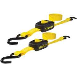 STANLEY S2001 Black/Yellow 1"""" x 10' Enclosed Cam-Buckle Tie Down Straps - 400 lb Safe Working Load / 1 200 lb Break Strength  2 Pack