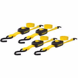 STANLEY S2002 Black/Yellow 1"""" x 10' Enclosed Cam-buckle Tie Down Straps - 400 lb Safe Working Load / 1 200 lb Break Streng ...