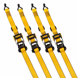 DEWALT DXBC33004 Black/Yellow 1.5"""" x 16' Ratchet Tie Down Straps - Mid-Weight Cargo Hauling (3300 lb Break Strength) 4 Pa ...