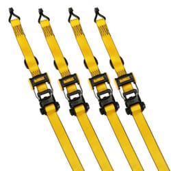 DEWALT DXBC33004 Black/Yellow 1.5"""" x 16' Ratchet Tie Down Straps - Mid-Weight Cargo Hauling (3300 lb Break Strength)  4 Pack