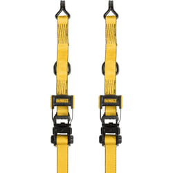 DEWALT DXBC50002 Black/Yellow 1.5"" x 16' Ratchet Tie Down Straps - Heavy-Duty Cargo Hauling (5000 lb Break Strength)  2 Pack