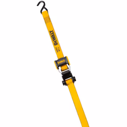DEWALT DXBC18001 Black/Yellow 1.25"""" x 12' Ratchet Tie Down Strap - Light-Weight Cargo Hauling (1800 lb Break Strength)
