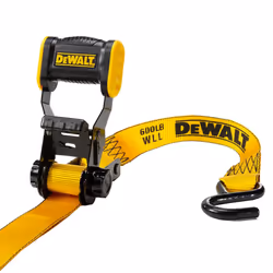 DEWALT DXBC18001 Black/Yellow 1.25"""" x 12' Ratchet Tie Down Strap - Light-Weight Cargo Hauling (1800 lb Break Strength)