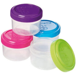 Sistema 21470 Dressing Pots TO GO | Food Container Sauce Pots with Lids | 35 ml | BPA-Free | Blue, Green, Pink & Purple Lids | 4 Count