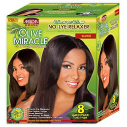 African Pride Olive Miracle Deep Conditioning NoLye Relaxer  Super Kit 8Count