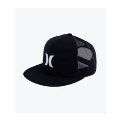 Hurley Icon Trucker Solid Flat Snapback Peak Black Cap