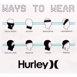 Hurley Multipurpose Lightweight Neck Gaiter Face Mask with Moisture Wicking Technology ~ black