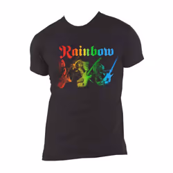 Rainbow T Shirt 3 Ritchies Band Logo Blackmore new Official Mens Black