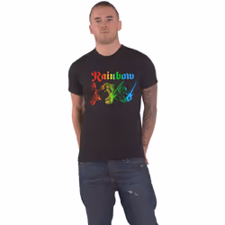Rainbow T Shirt 3 Ritchies Band Logo Blackmore new Official Mens Black - XXL, Black