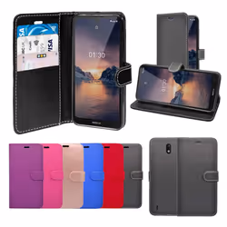 For Nokia 1.3 Black Wallet Flip PU Leather Pouch Case Cover