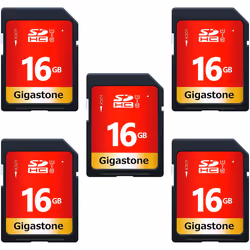 Gigastone 16GB 5 Pack SD Card UHS-I U1 Class 10 SDHC Memory Card High-Speed Full HD Video Canon Nikon Sony Pentax Kodak Olymp ...