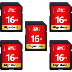 Gigastone 16GB 5 Pack SD Card UHS-I U1 Class 10 SDHC Memory Card High-Speed Full HD Video Canon Nikon Sony Pentax Kodak Olympus Panasonic Digital