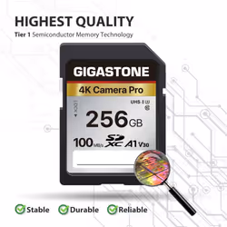 GIGASTONE 256GB 2-Pack SD Card A1 V30 U3 SDXC Memory Card High Speed 4K Ultra HD UHD Video Compatible with Canon Nikon Sony Pentax Kodak Olympus Panas