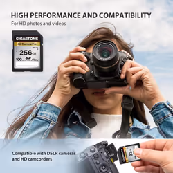 GIGASTONE 256GB 2-Pack SD Card A1 V30 U3 SDXC Memory Card High Speed 4K Ultra HD UHD Video Compatible with Canon Nikon Sony Pentax Kodak Olympus Panas