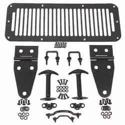 Rugged Ridge | Hood Kit Black | 11201.01 | Fits 1976-1986 Jeep CJ; 1987-1995 Jeep Wrangler YJ