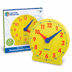 Big Time Learning Clock, Analog Clock, Homeschool, 12 Hour clock, Pre School, Telling the Time EYFS, Ages 5+, Yellow