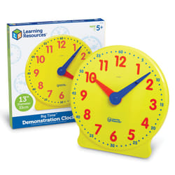 Big Time Learning Clock, Analog Clock, Homeschool, 12 Hour clock, Pre School, Telling the Time EYFS, Ages 5+, Yellow