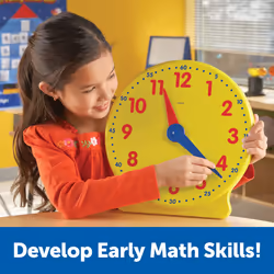 Big Time Learning Clock, Analog Clock, Homeschool, 12 Hour clock, Pre School, Telling the Time EYFS, Ages 5+, Yellow