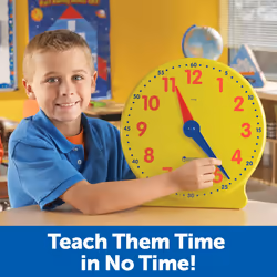 Big Time Learning Clock, Analog Clock, Homeschool, 12 Hour clock, Pre School, Telling the Time EYFS, Ages 5+, Yellow