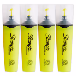 Sharpie Clear View Fluorescent Highlighters  Chisel Tip  Smear Guard Ink (Yellow  4-Pack)