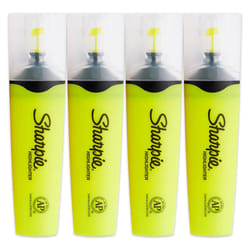 Sharpie Clear View Fluorescent Highlighters  Chisel Tip  Smear Guard Ink (Yellow  4-Pack)