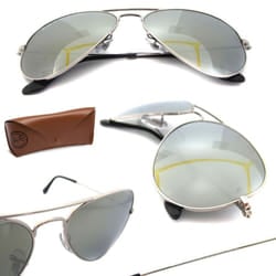 Ray-Ban Sunglasses Aviator 3025 Silver Polarized Green Silver Mirror 003/59 M