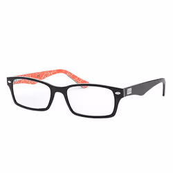 Ray-Ban RB5206, Adult, Unisex, Rectangular, Red, Black, Non-polarized lens, Acetate
