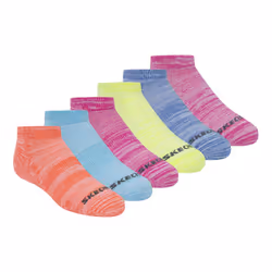 Skechers girls 6 Pack Low Cut Running Socks  Bright Combo  7-8.5 US