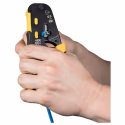 Klein Tools Pass-Thru Modular Wire Crimper, All-in-One Tool Cuts, Strips, Crimps, Fast and Reliable VDV226-110, Yellow/Black, Pack of 1