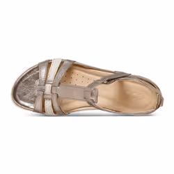 Ecco Womens Flash T-Strap Gladiator Sandal  Warm Grey Metallic/Moon Rock  39 EU/8-8.5 M US