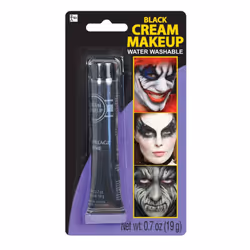 Black Cream Makeup Tube - 0.7 oz. (Pack of 1) - Vibrant Color & Pigmented Perfect for Festive & Creative Looks