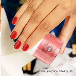 Gelish Powder Dip Collection (Walking On Stardust) Sparkly Red Nail Dip Powder  Sparkly Red Nail Powder  Dip Powder Colors  .8 ounce