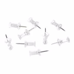 Amazon Basics Push Pins Tacks Clear Plastic Head Steel Point 200-Pack
