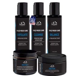 Mountaineer Brand Ultimate Bald Head Care Gifts Bundle For Men | All Natural 5 Step Skin Care for Healthy Scalp & Face | Exfoliate Scrub | Cleanse Was
