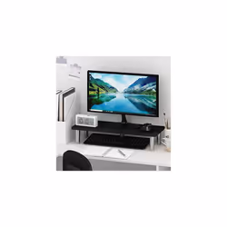 Monitor Riser Stands, Engineered Wood, Americano/Stainless Steel, 49.8(W) x 11.7(H) x 26.9(D) cm