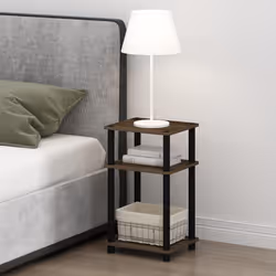 Furinno Just 3-Tier Turn-N-Tube Nightstand 2-Pack Columbia Walnut/Black