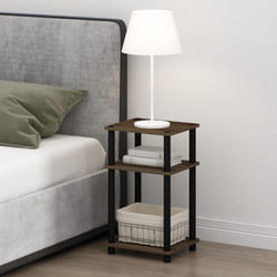 Furinno Just 3-Tier Turn-N-Tube Nightstand  2-Pack  Columbia Walnut/Black