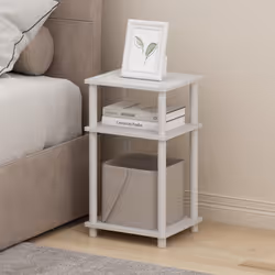 Furinno Just 3-Tier Turn-N-Tube Nightstand 2-Pack White/White