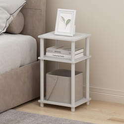 Furinno Just 3-Tier Turn-N-Tube Nightstand  2-Pack  White/White